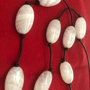 Vintage pale purple stone long necklace